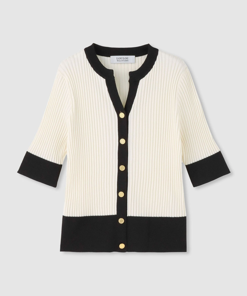 ◇バイカラーキーネック5分袖CD|allureville OFFICIAL SITE / ONLINE