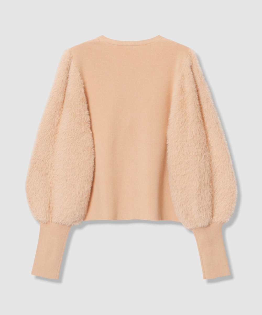 LOULOU WILLOUGHBY WEB限定 ファースリーブカーディガン ピンクベージュ (13)