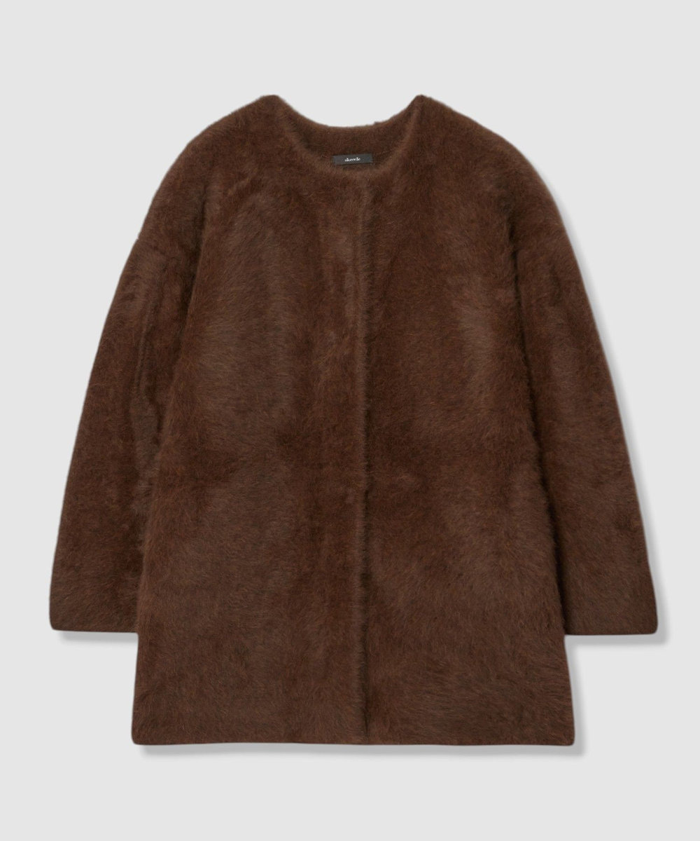 allureville カシミヤブレンドファー加工コート ブラウン (81)
