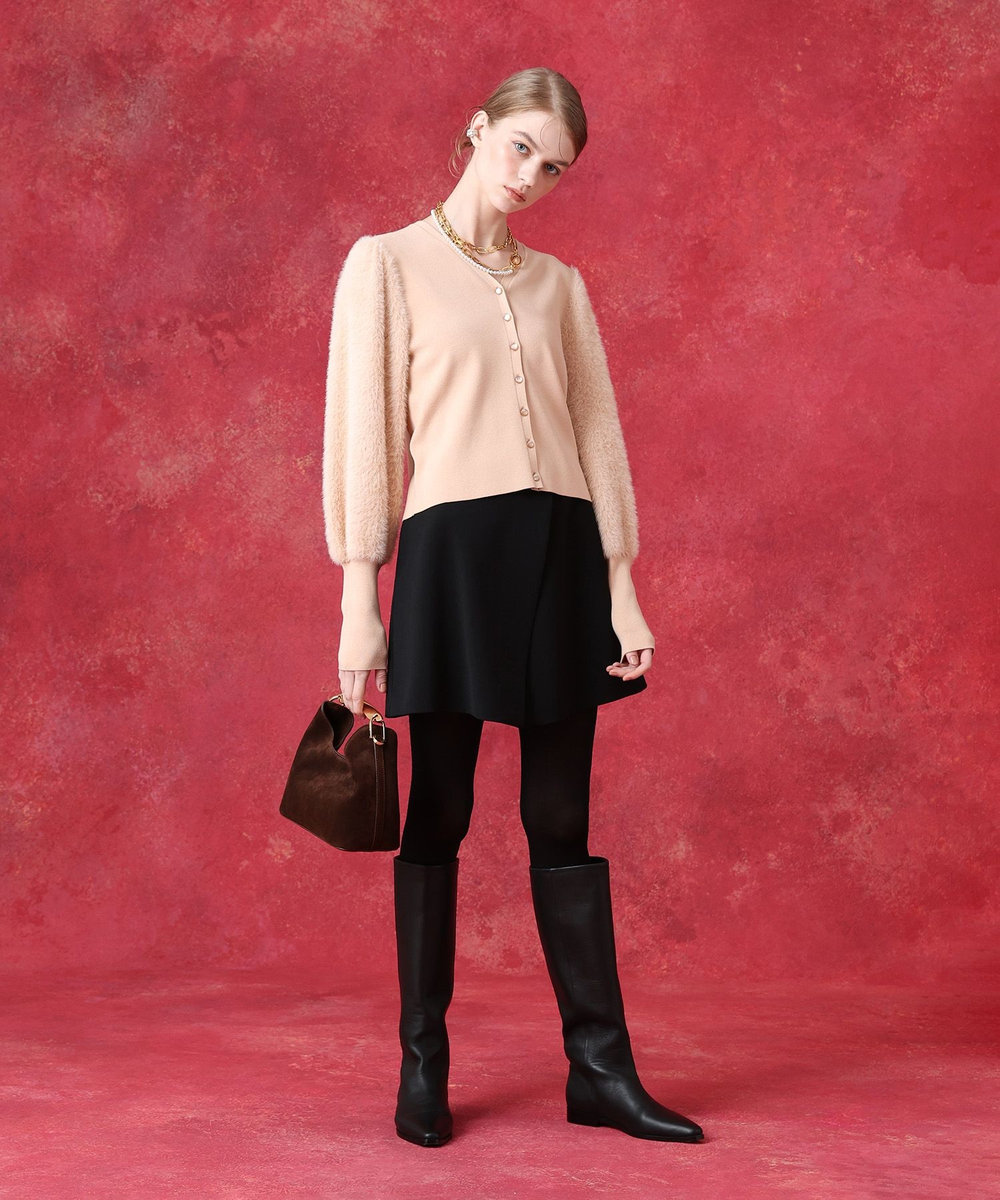 LOULOU WILLOUGHBY WEB限定 ファースリーブカーディガン ピンクベージュ (13)