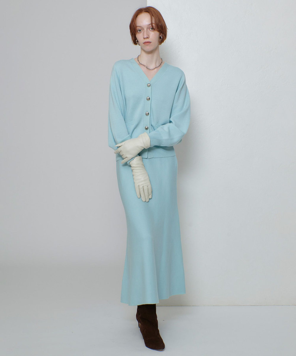 allureville ウール混Ｗフェイスナローマーメイドスカート ミントグリーン (73)