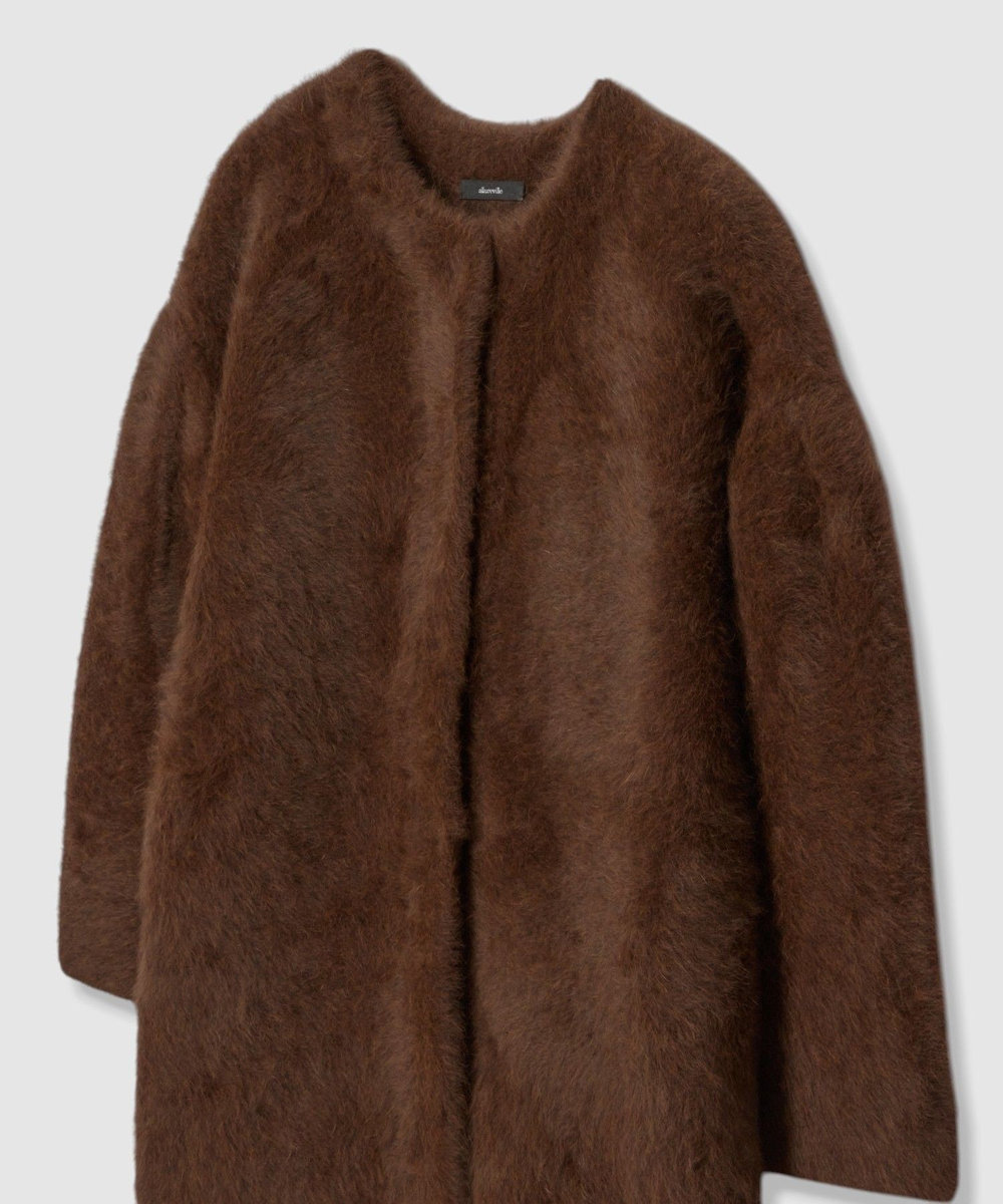 allureville カシミヤブレンドファー加工コート ブラウン (81)