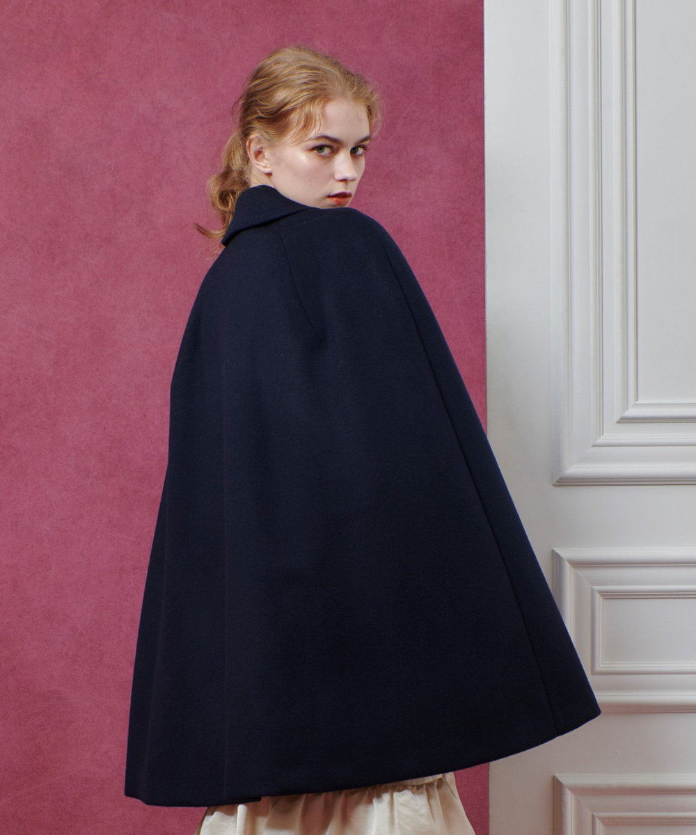 LOULOU WILLOUGHBY 【LOULOU WILLOUGHBY】シャルムビーバーケープコート ネイビー (65)