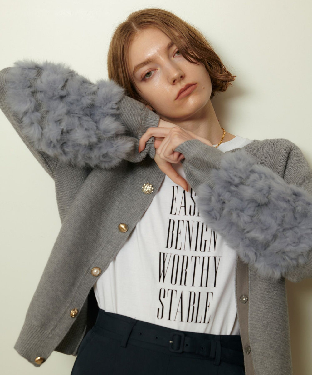 allureville ラビットカフクレイジー釦2WAYプルオーバー ライトグレー (91)