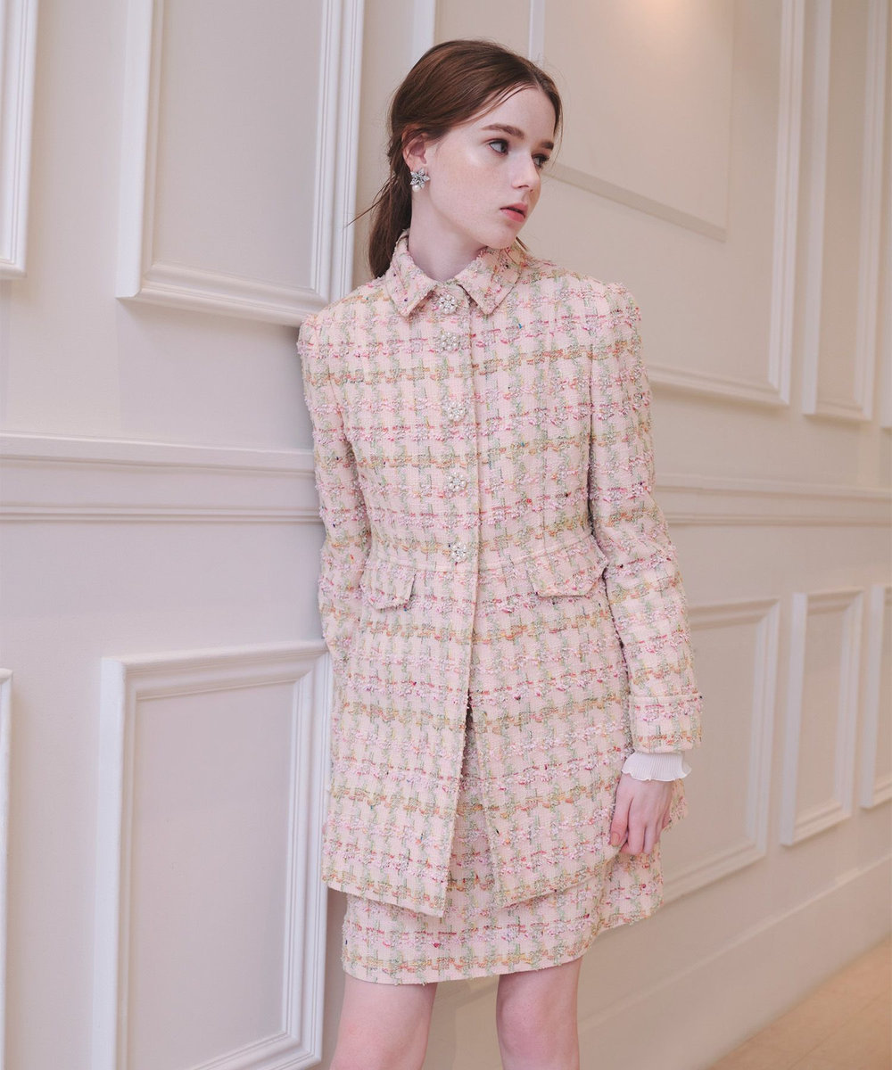 【LOULOU WILLOUGHBY】 ツイードジャケット サイズ01(S) LOULOU WILLOUGHBY】LINTONツイードロングジャケット|allureville