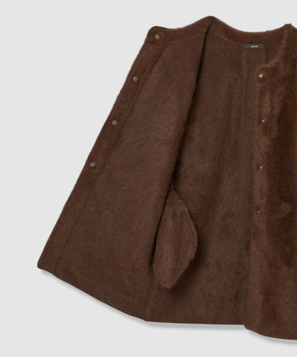 allureville カシミヤブレンドファー加工コート ブラウン (81)