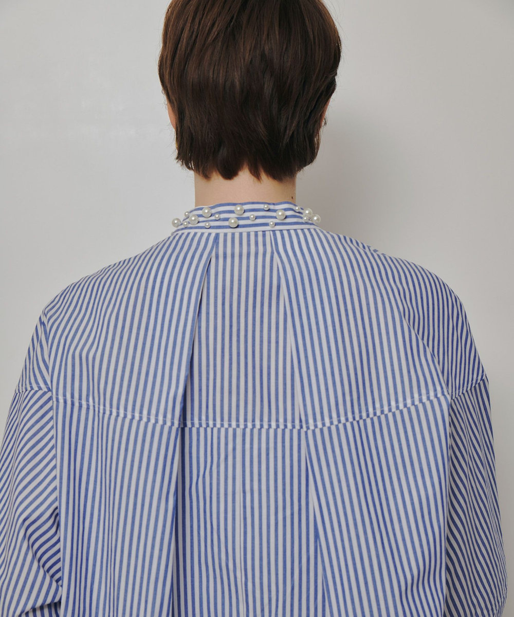 allureville パールカラーロンストコクーンブラウス ブルー系 (68)