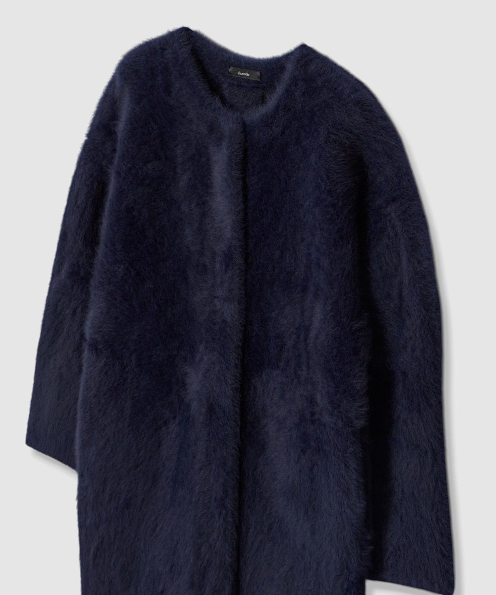 allureville カシミヤブレンドファー加工コート ネイビー (65)