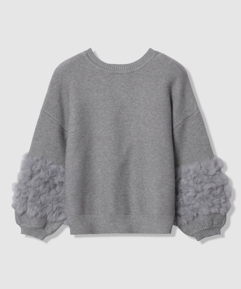 allureville ラビットカフクレイジー釦2WAYプルオーバー ライトグレー (91)