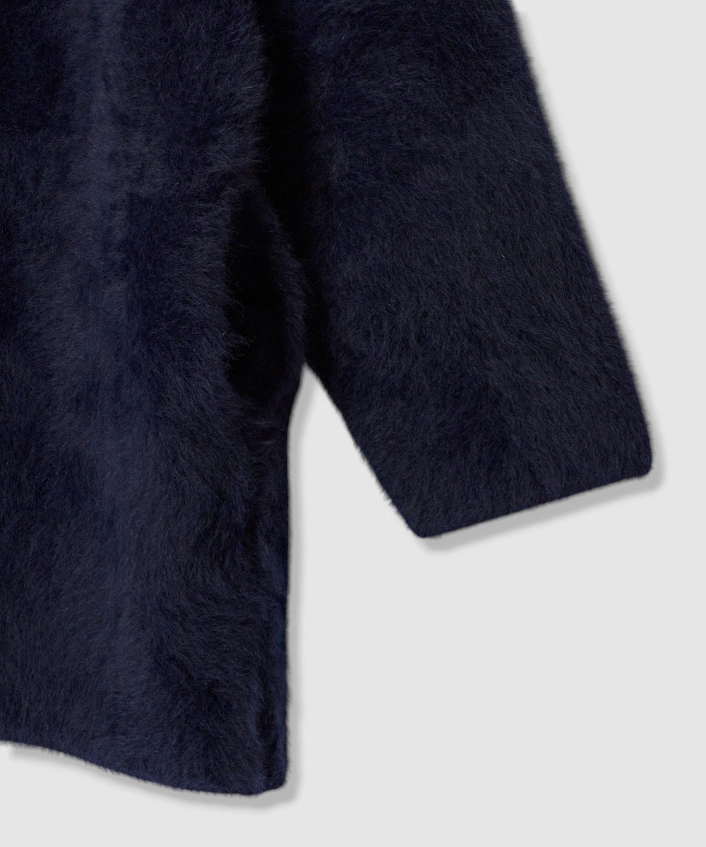 allureville カシミヤブレンドファー加工コート ネイビー (65)