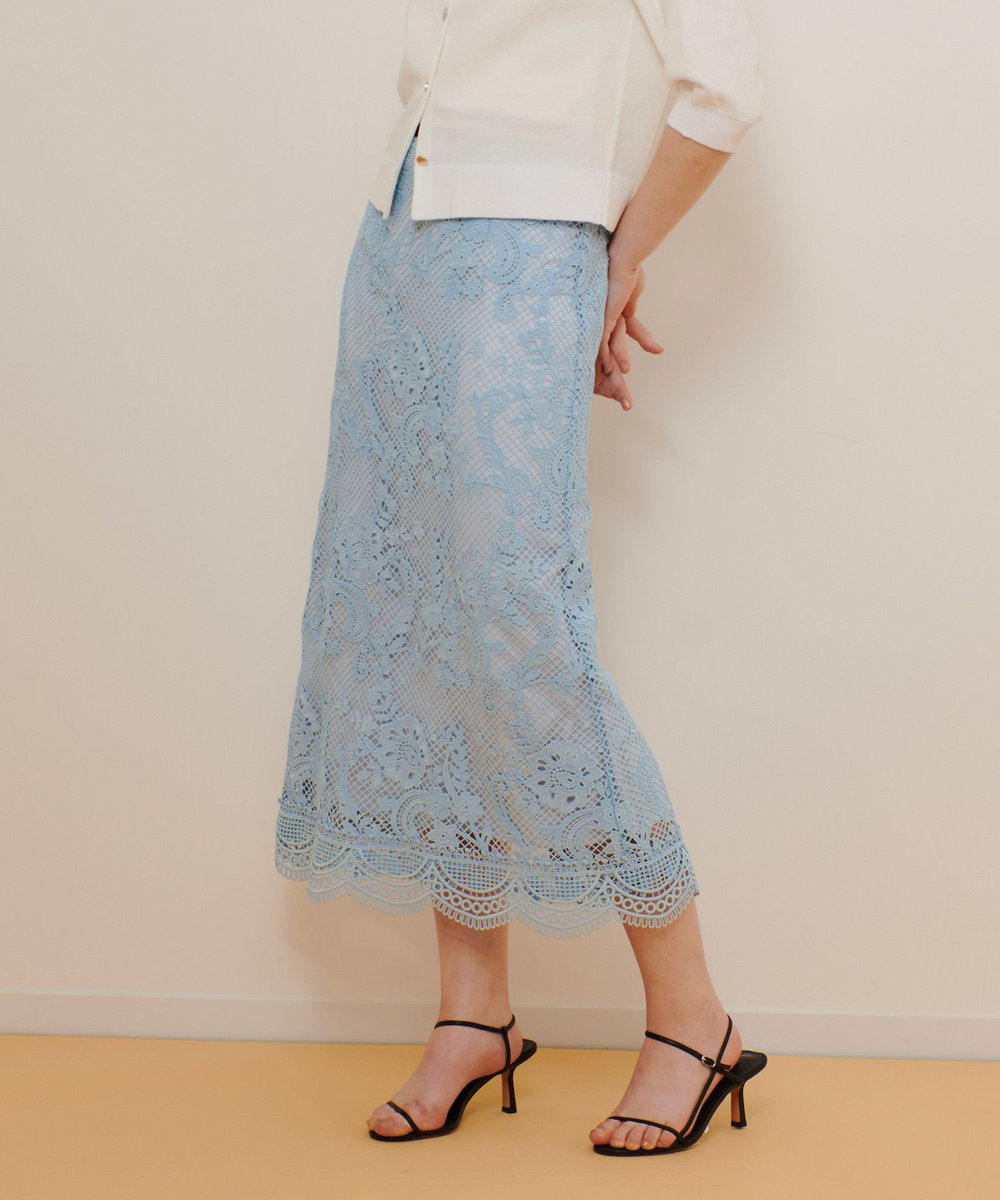 allureville メッシュレーススカート サックス (63)