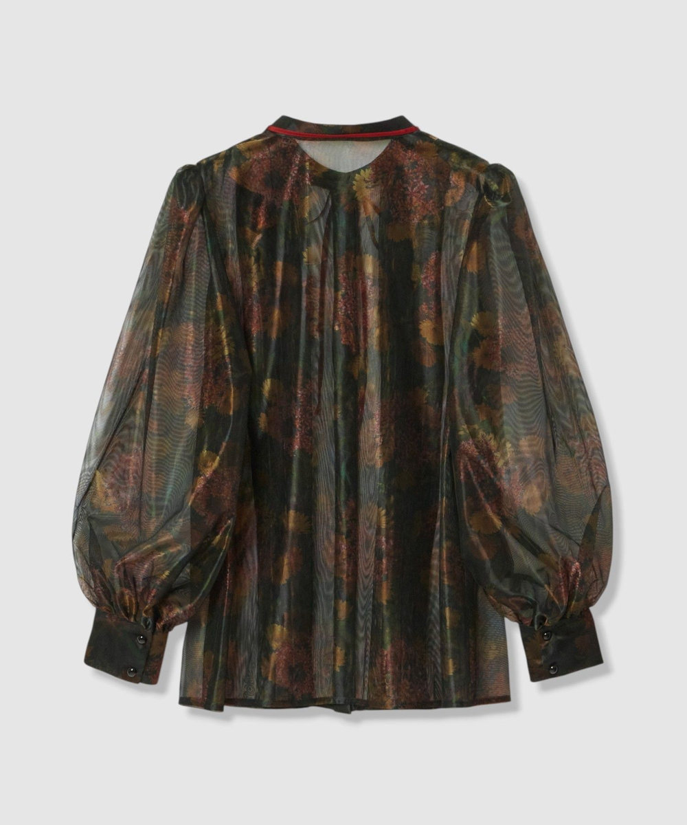 LOULOU WILLOUGHBY グロッシーフラワーブラウス ブラック系 (98)