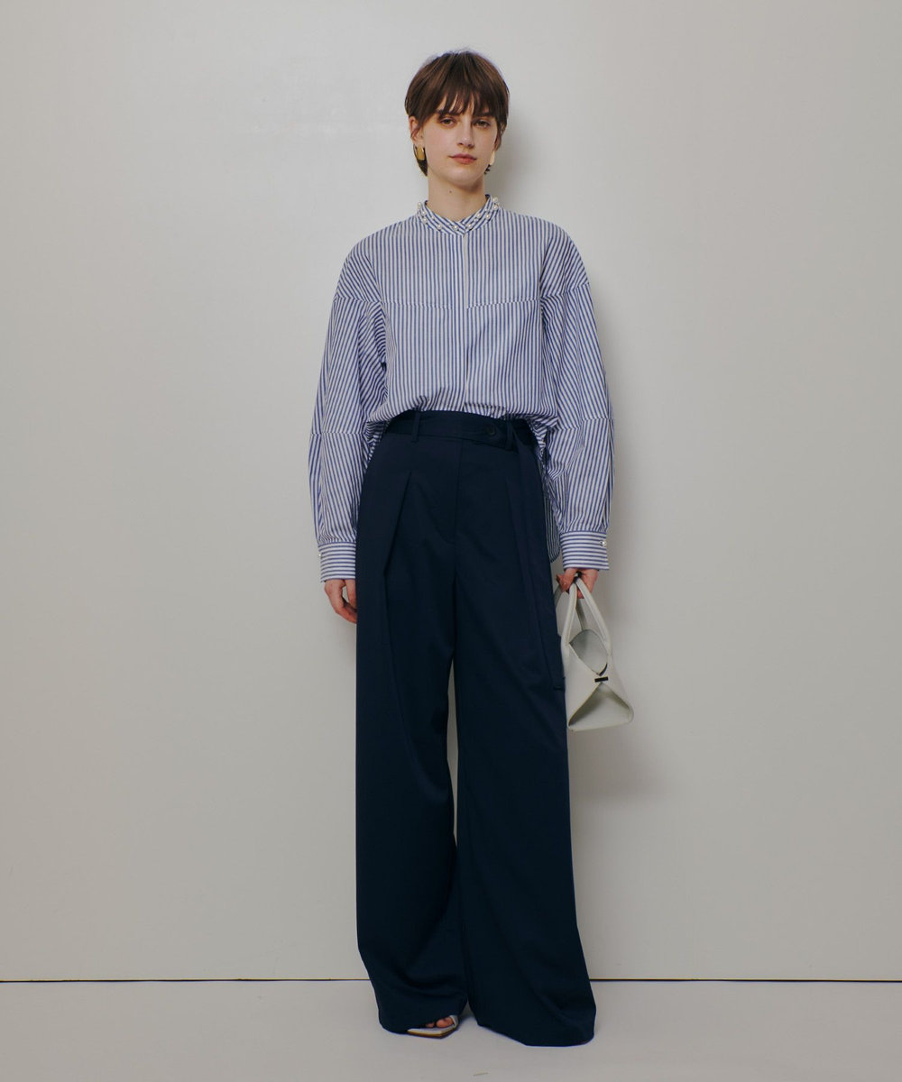 allureville パールカラーロンストコクーンブラウス ブルー系 (68)