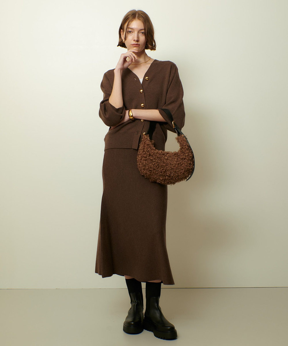 allureville ウール混Ｗフェイスナローマーメイドスカート ダークブラウン (82)