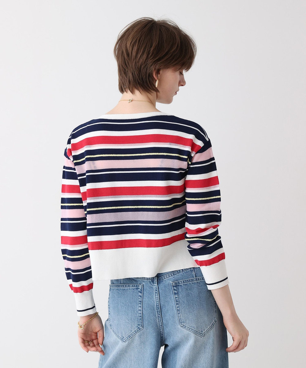 allureville 異素材ＭＩＸマルチボーダープルオーバー レッド系 (46)