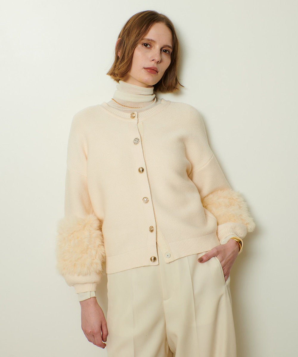 allureville ラビットカフクレイジー釦2WAYプルオーバー アイボリー (04)