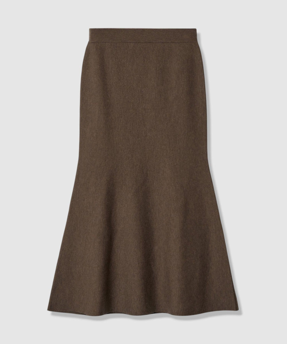 allureville ウール混Ｗフェイスナローマーメイドスカート ダークブラウン (82)