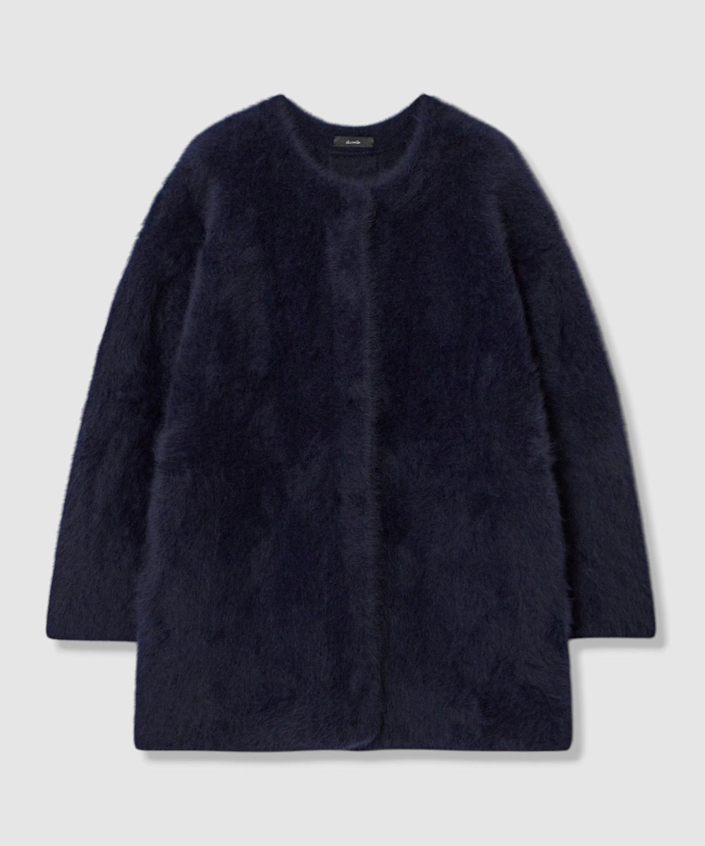 allureville カシミヤブレンドファー加工コート ネイビー (65)