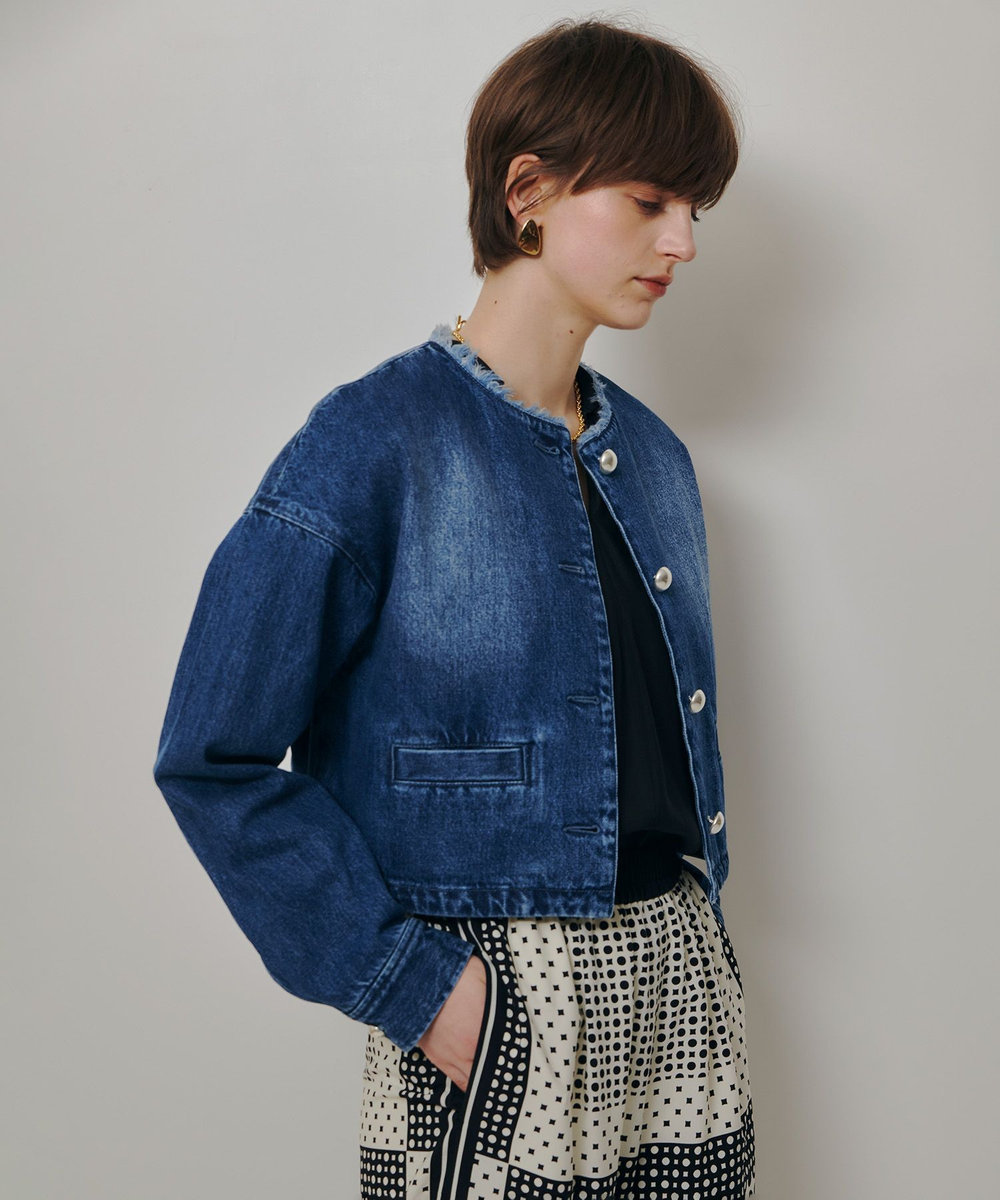 allureville デニムノーカラージャケット インディゴ (66)