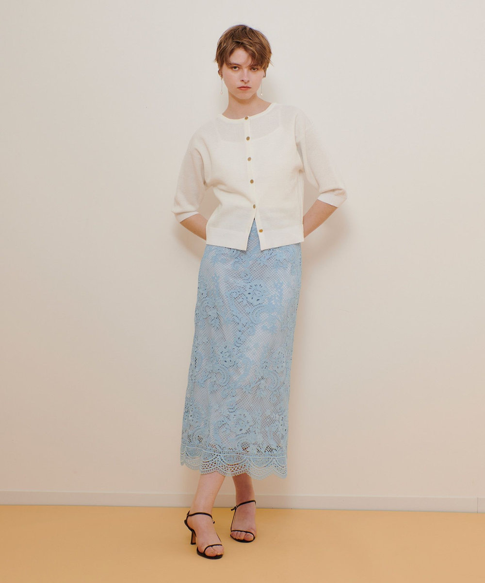 allureville メッシュレーススカート サックス (63)