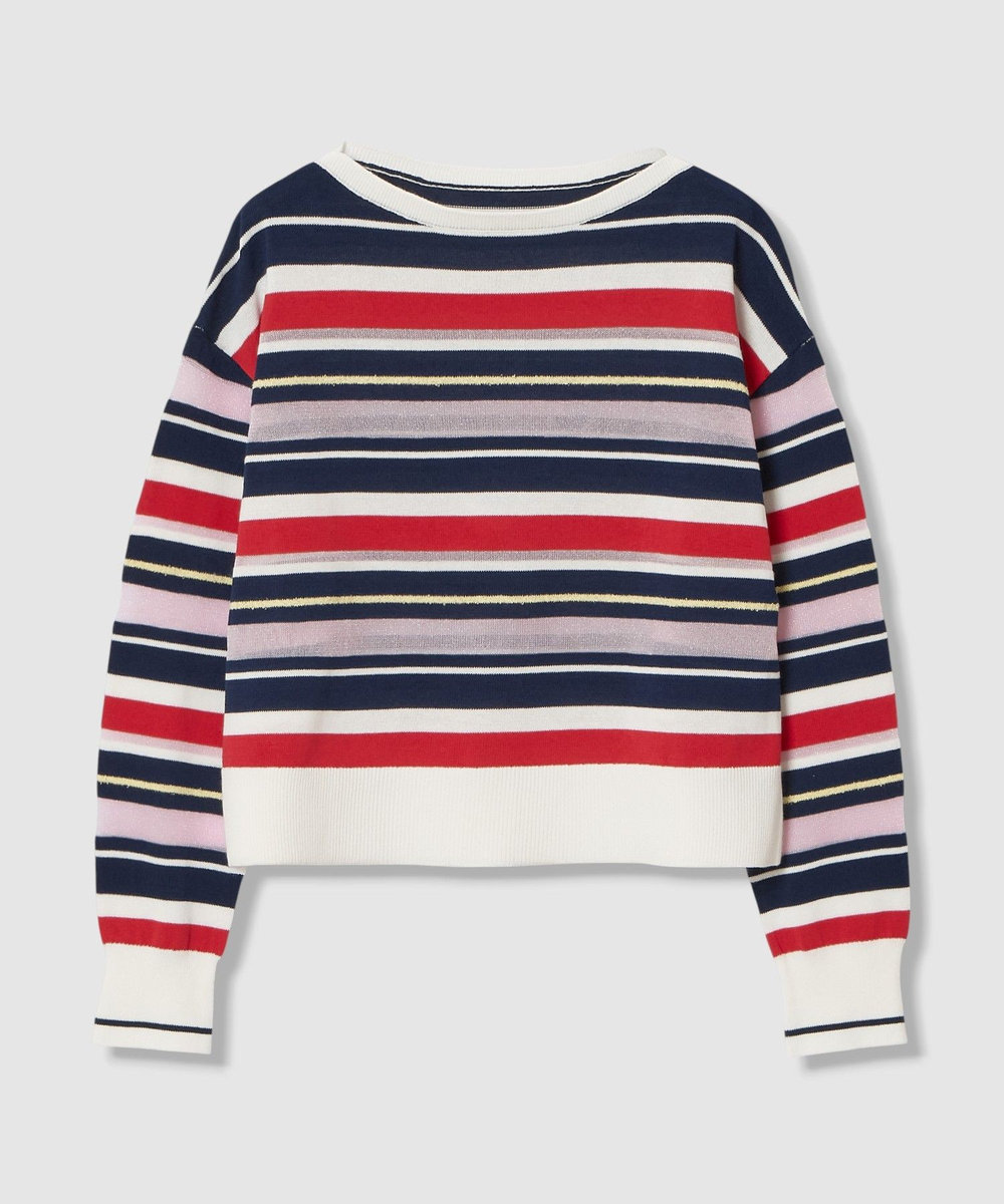 allureville 異素材ＭＩＸマルチボーダープルオーバー レッド系 (46)