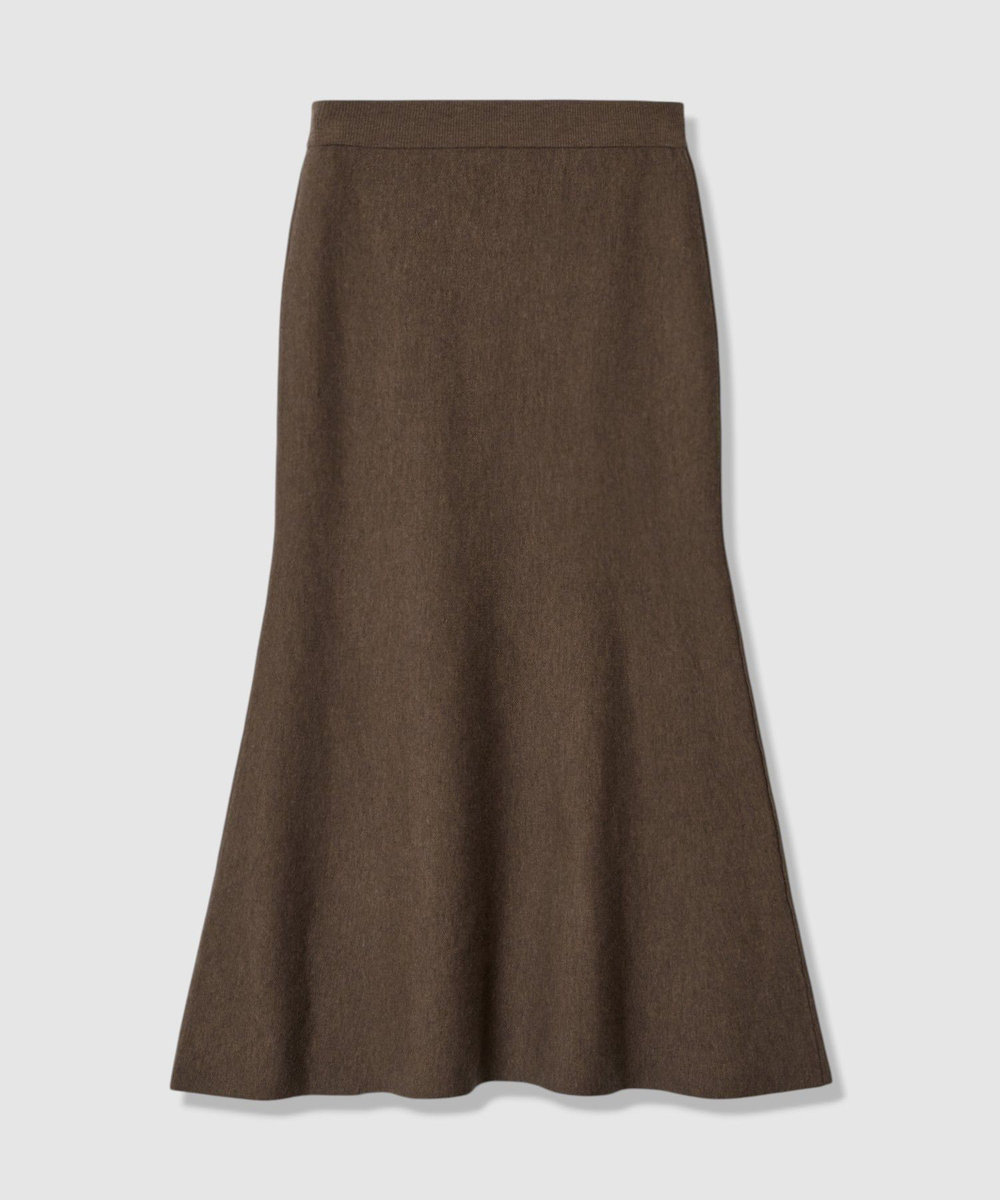 allureville ウール混Ｗフェイスナローマーメイドスカート ダークブラウン (82)