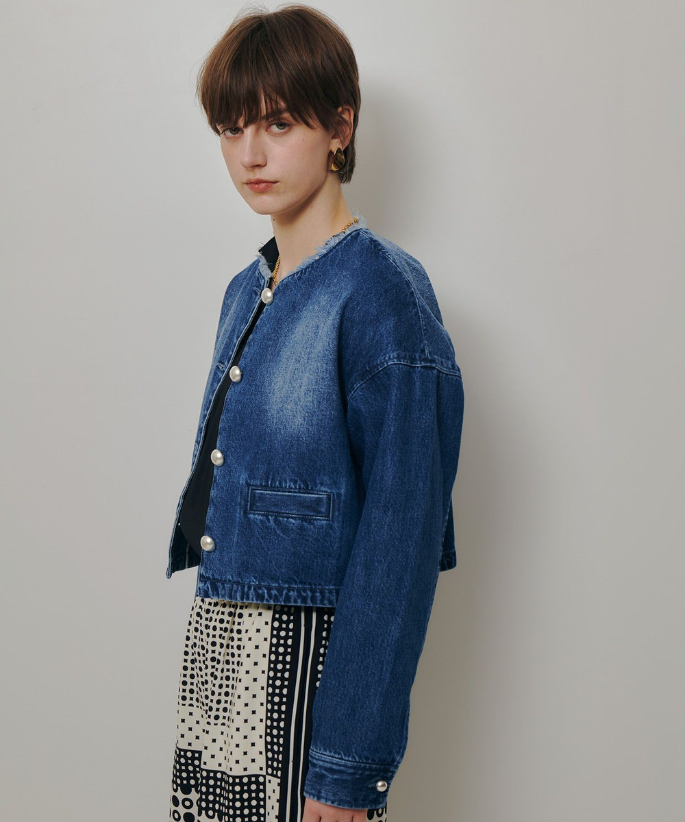 allureville デニムノーカラージャケット インディゴ (66)
