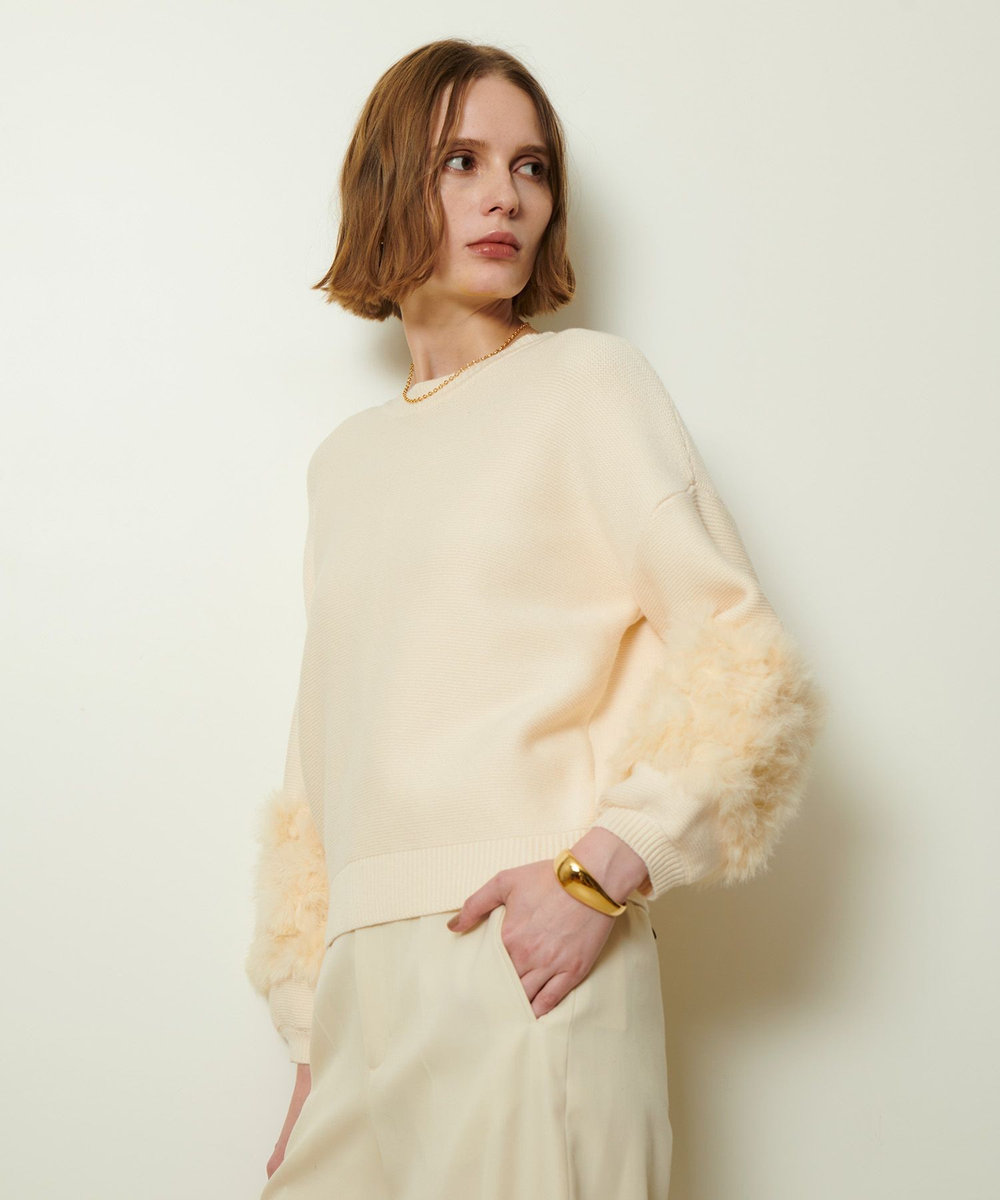 allureville ラビットカフクレイジー釦2WAYプルオーバー アイボリー (04)