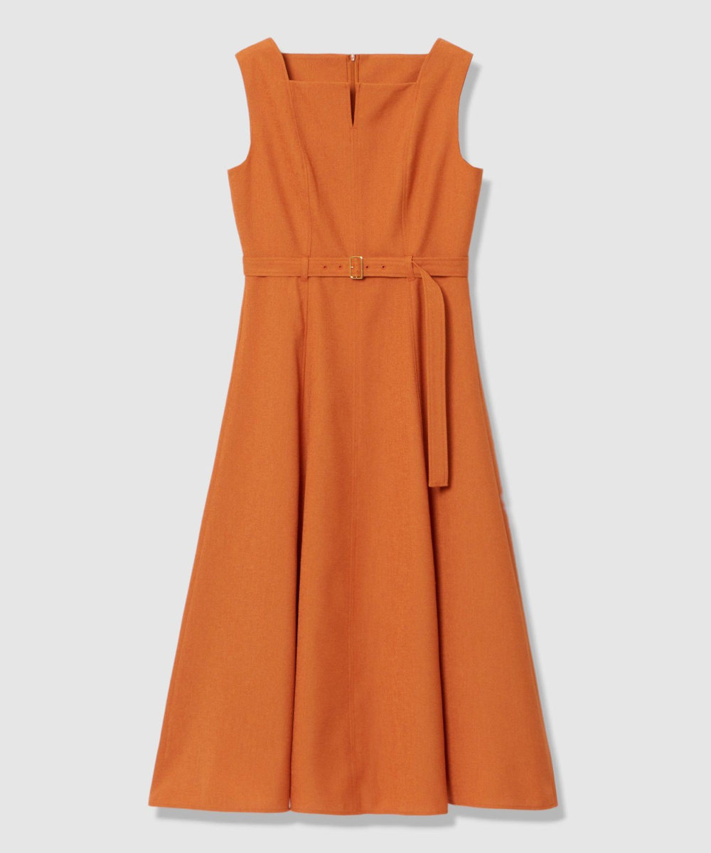 allureville スクウェアデザインフレアーワンピース オレンジ (31)