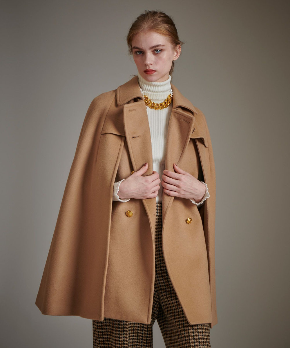 LOULOU WILLOUGHBY 【LOULOU WILLOUGHBY】シャルムビーバーケープコート キャメル (84)