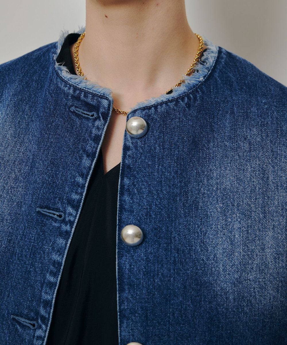 allureville デニムノーカラージャケット インディゴ (66)