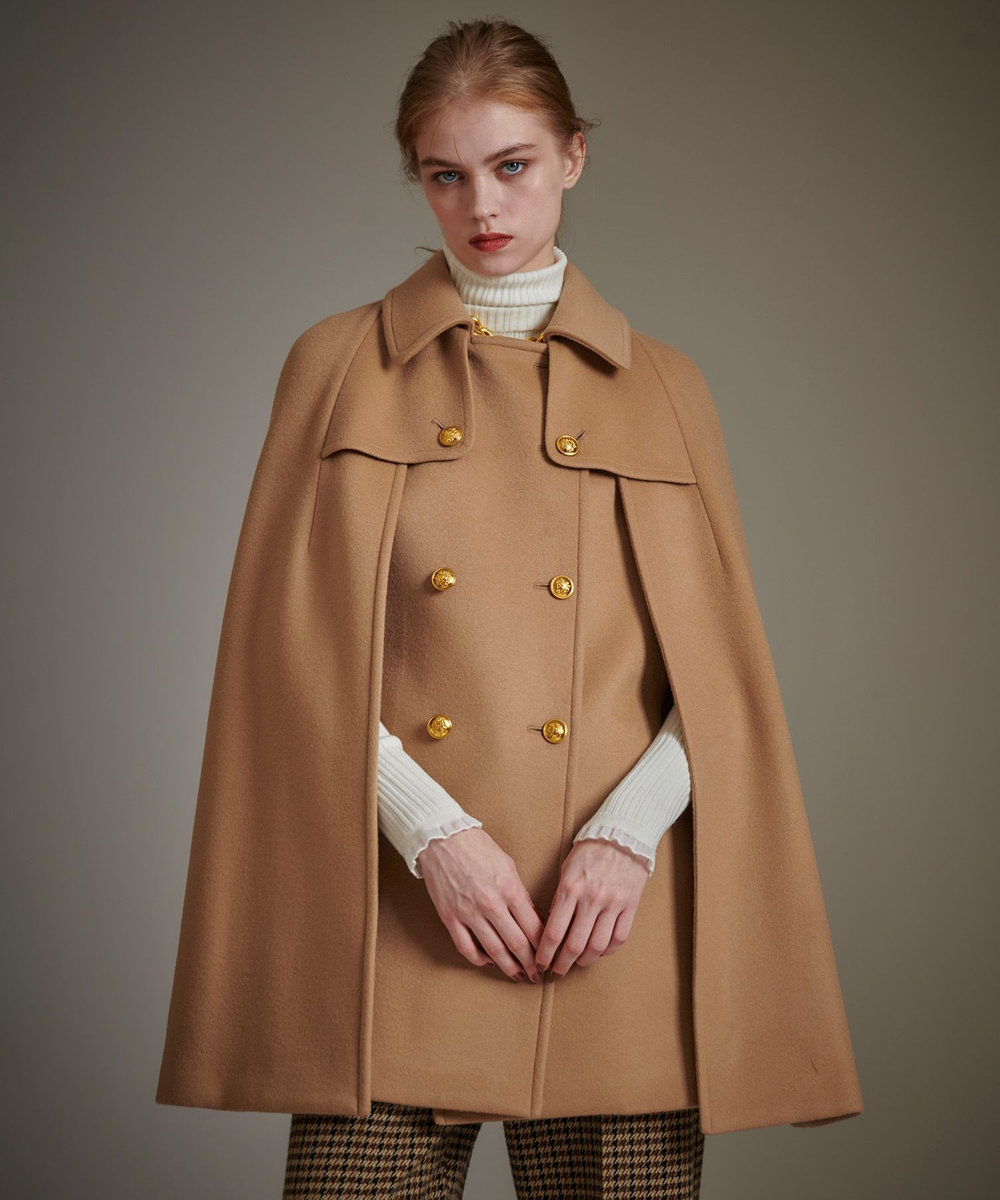 LOULOU WILLOUGHBY 【LOULOU WILLOUGHBY】シャルムビーバーケープコート キャメル (84)
