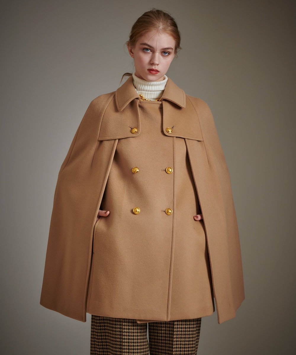 LOULOU WILLOUGHBY 【LOULOU WILLOUGHBY】シャルムビーバーケープコート キャメル (84)