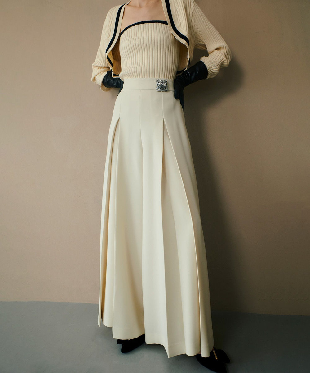 LOULOU WILLOUGHBY 【LOULOU WILLOUGHBY】ジョーゼットタックワイドパンツ アイボリー (04)