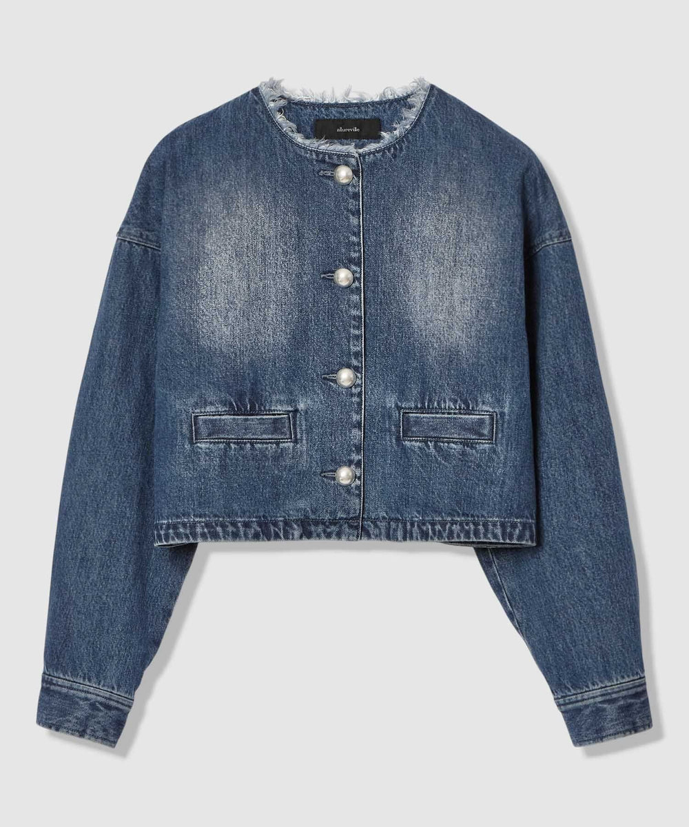 allureville デニムノーカラージャケット インディゴ (66)