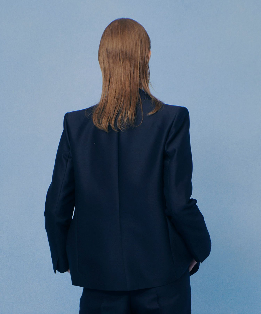 LOULOU WILLOUGHBY 【LOULOU WILLOUGHBY】シルクウールツイルダブルジャケット ネイビー (65)