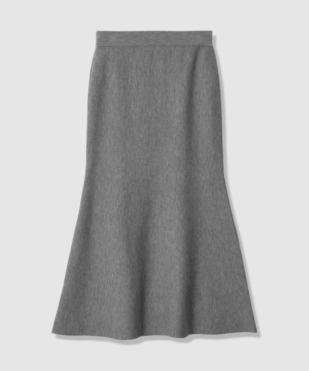 allureville ウール混Ｗフェイスナローマーメイドスカート グレー (92)