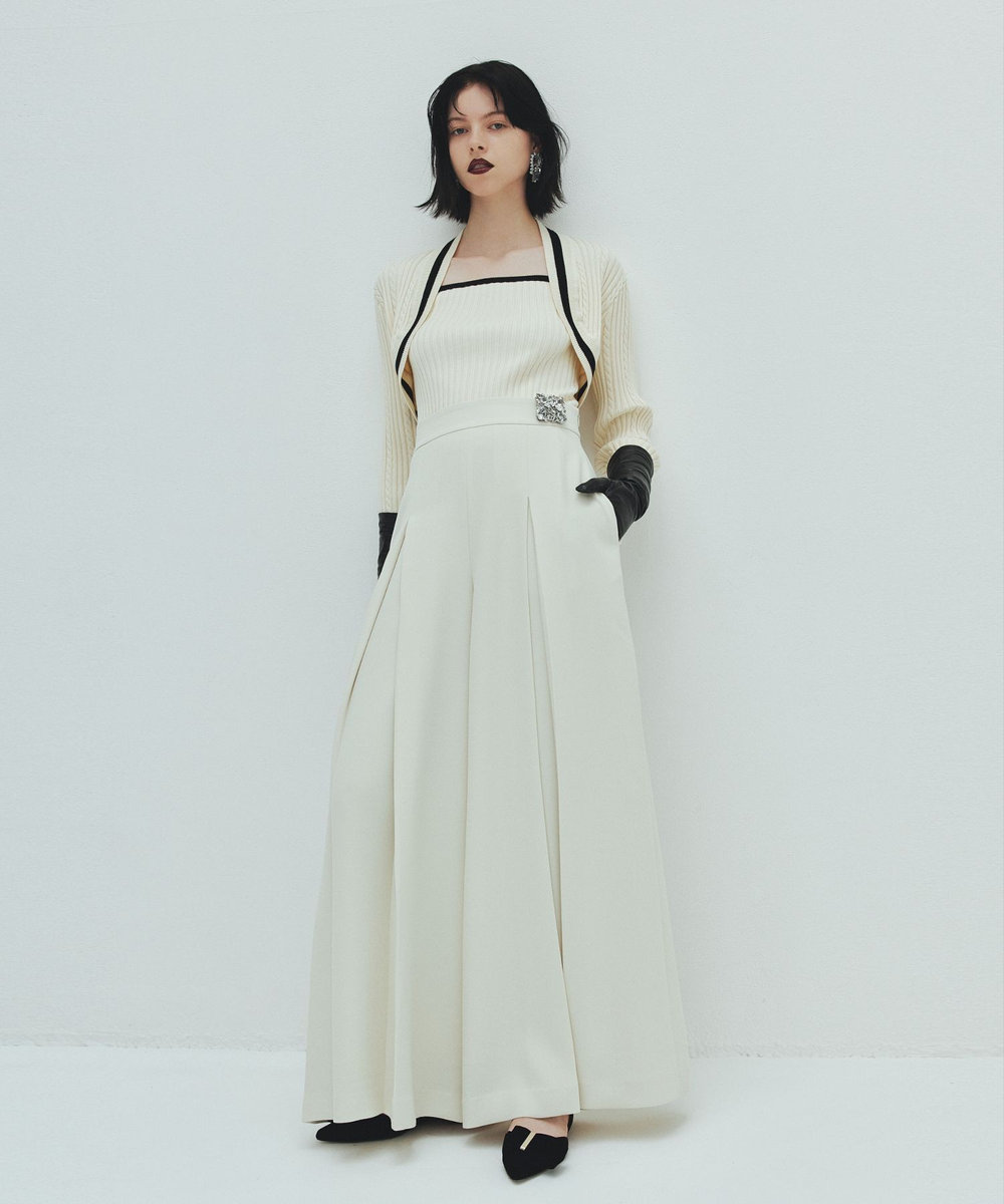 LOULOU WILLOUGHBY 【LOULOU WILLOUGHBY】ジョーゼットタックワイドパンツ アイボリー (04)