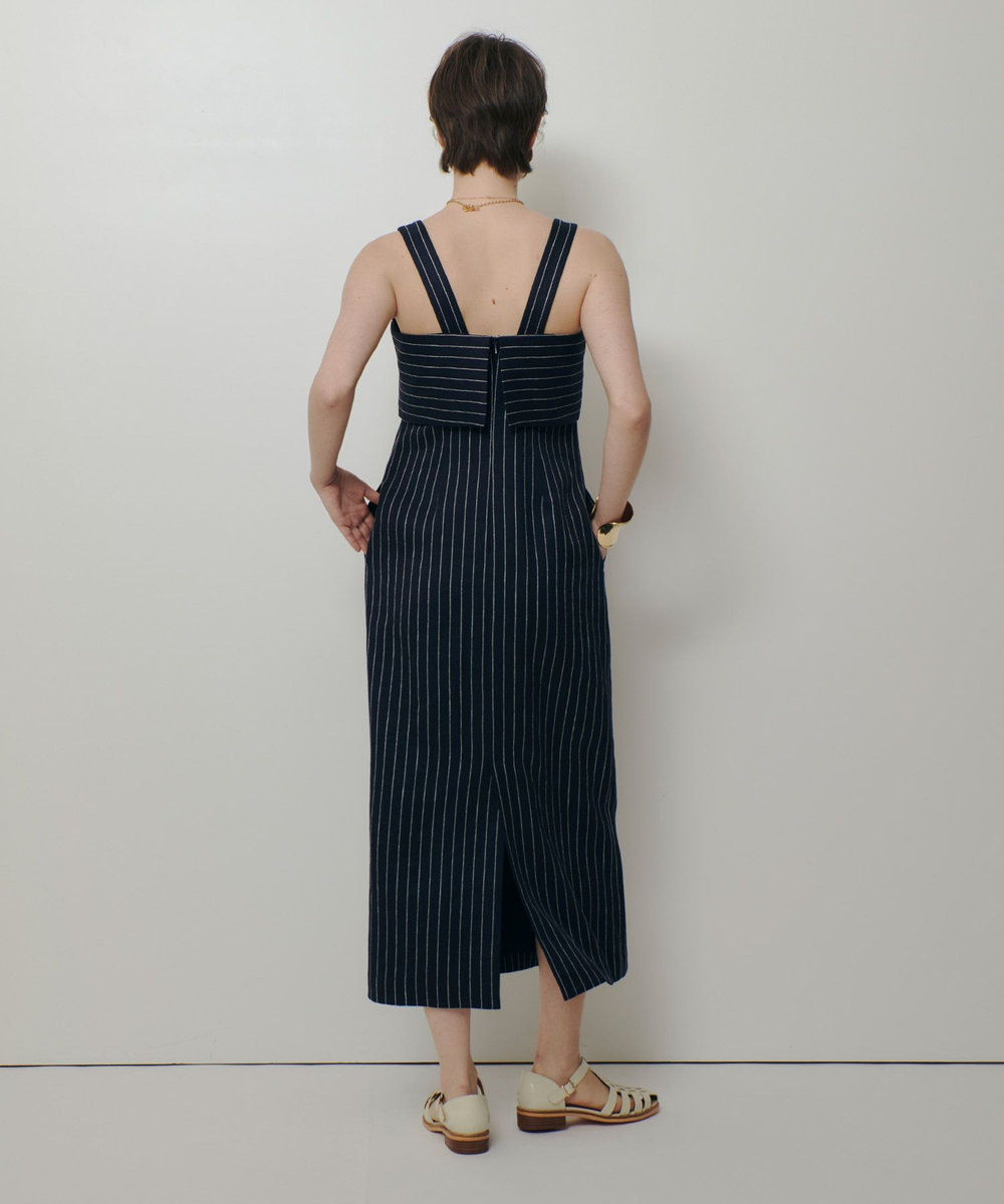 allureville リネンストライプジャンパーワンピース ネイビー (65)