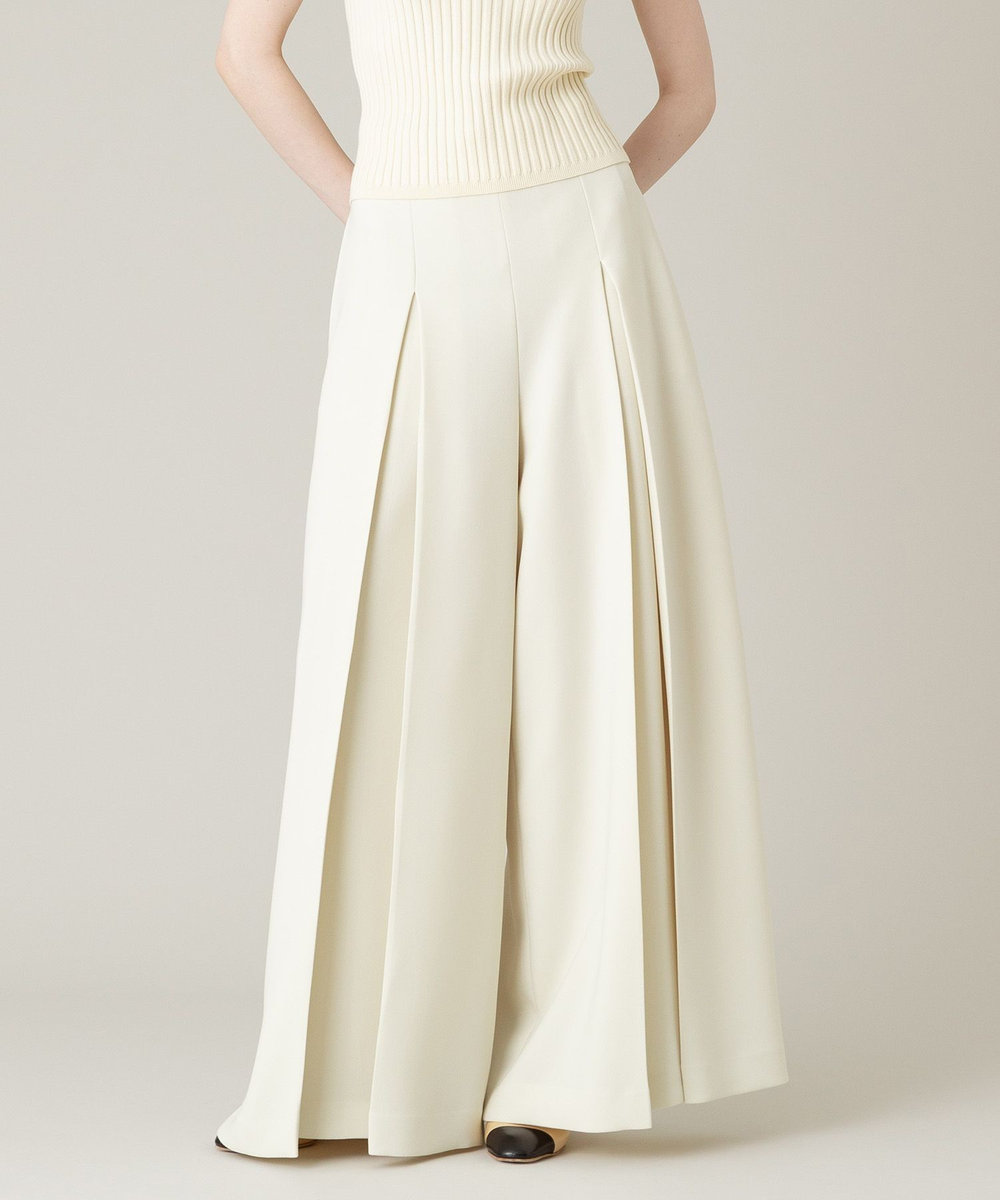 LOULOU WILLOUGHBY 【LOULOU WILLOUGHBY】ジョーゼットタックワイドパンツ アイボリー (04)