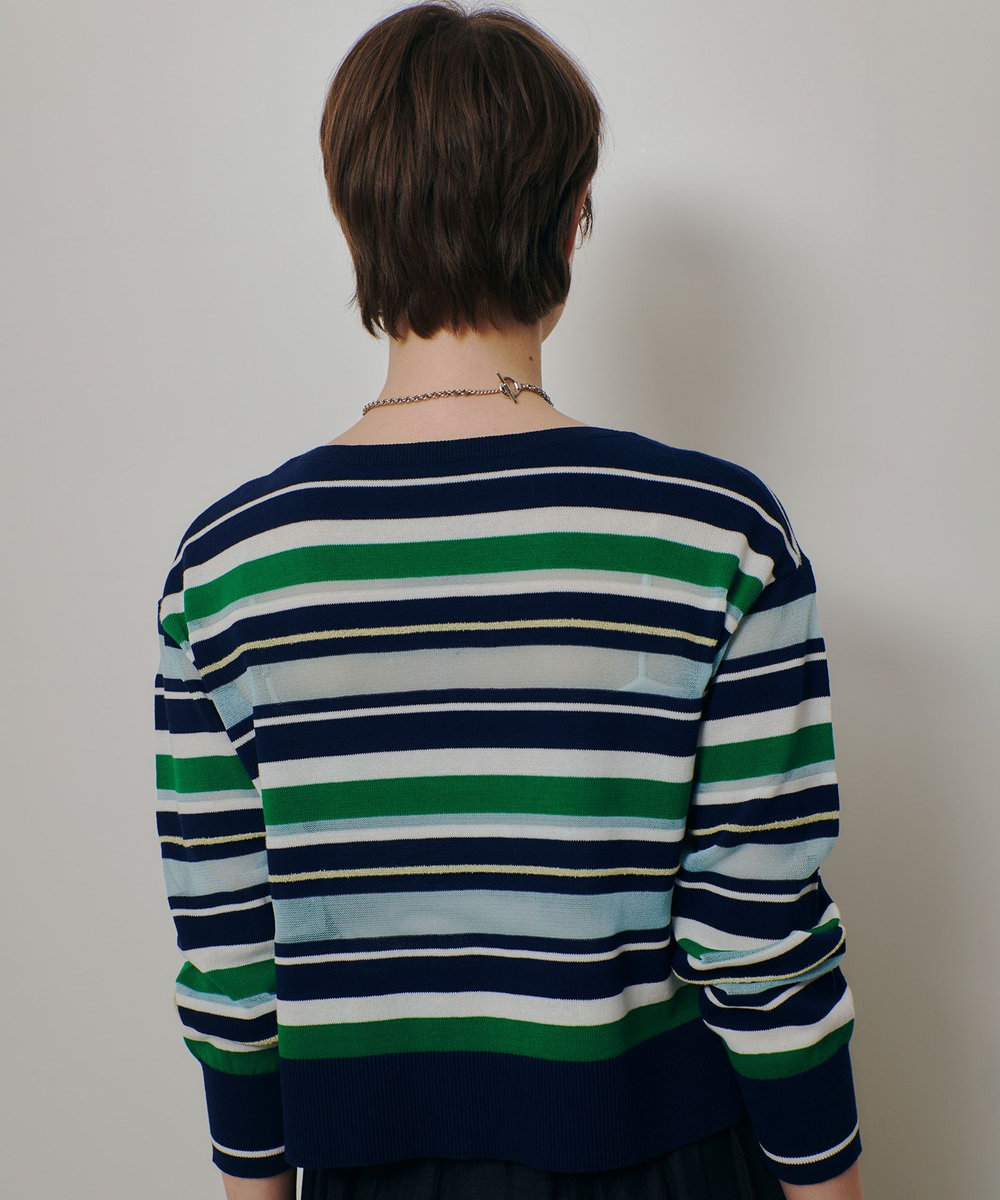 allureville 異素材ＭＩＸマルチボーダープルオーバー グリーン系 (74)