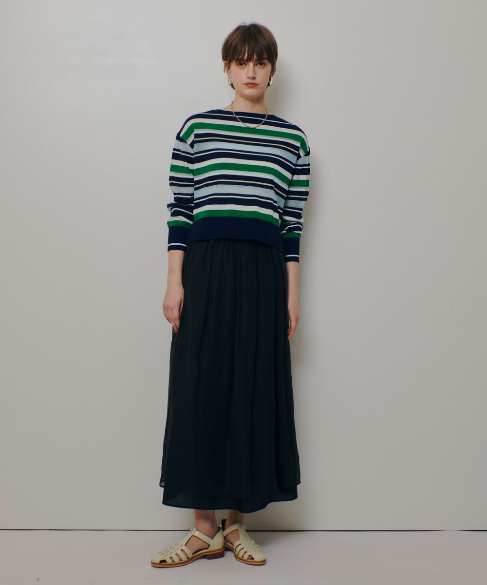 allureville 異素材ＭＩＸマルチボーダープルオーバー グリーン系 (74)