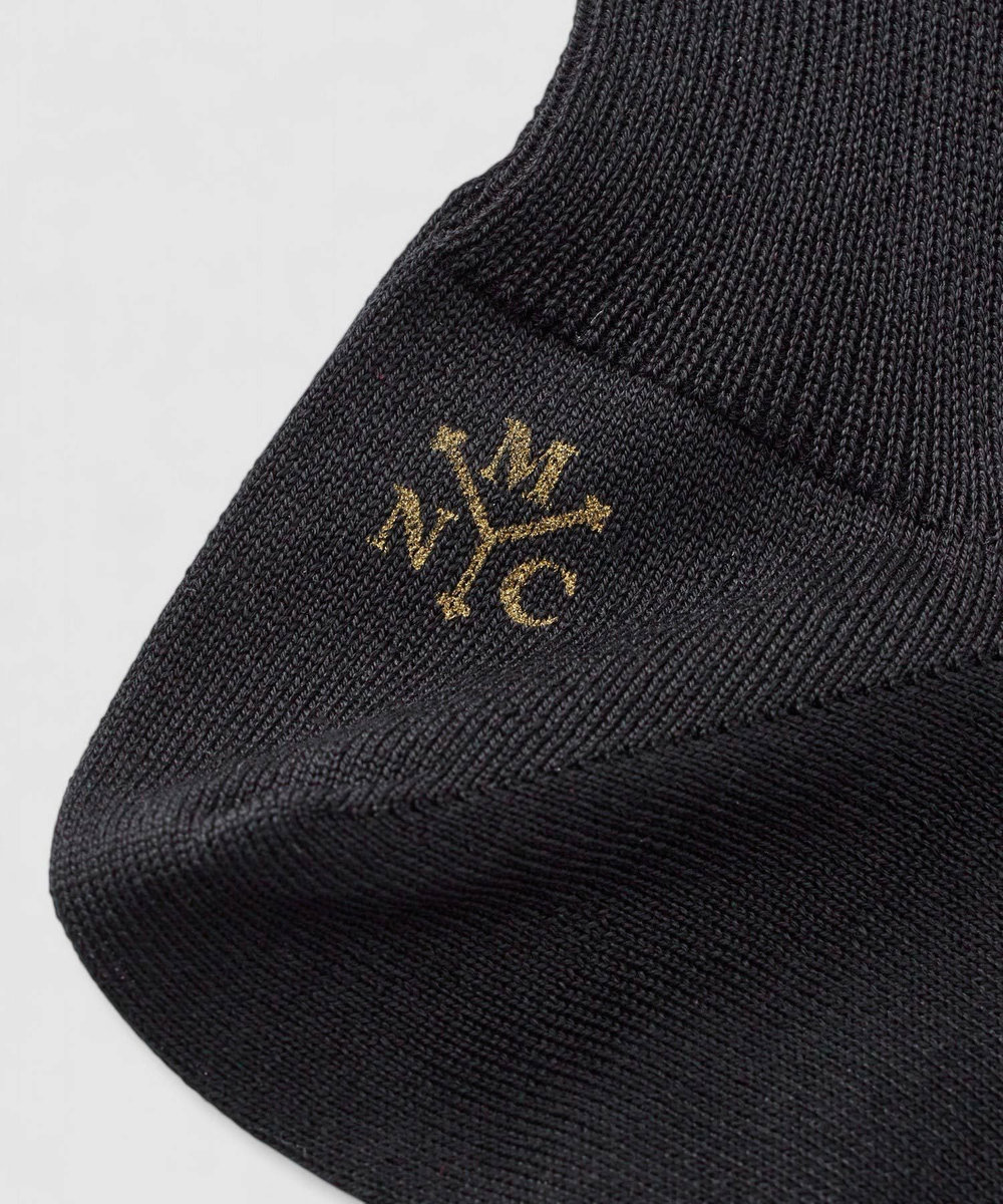 buying 【MARCOMONDE(マルコモンド)】FINE GAUGE COTTON RIBBEDSOCKS ブラック (95)