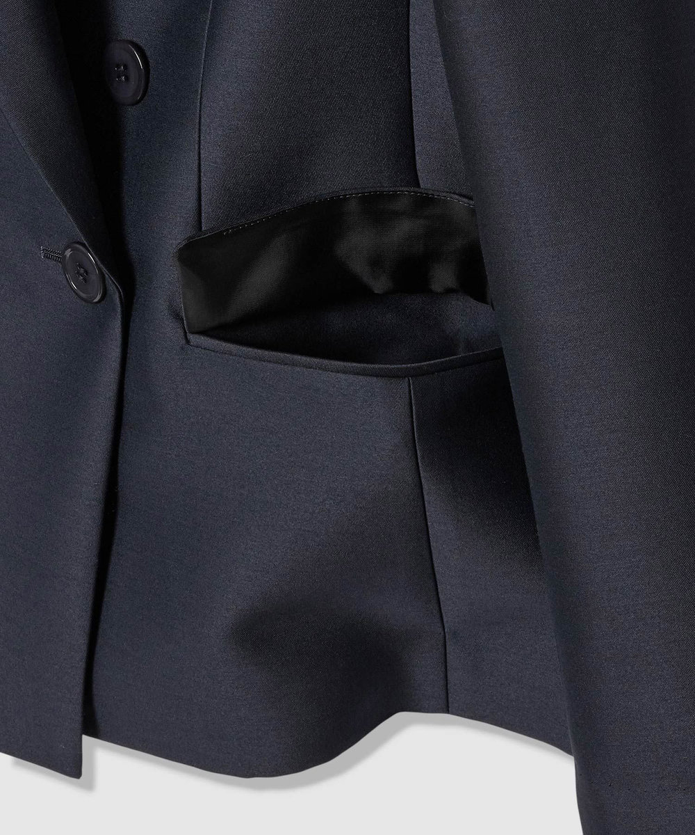 LOULOU WILLOUGHBY 【LOULOU WILLOUGHBY】シルクウールツイルダブルジャケット ネイビー (65)