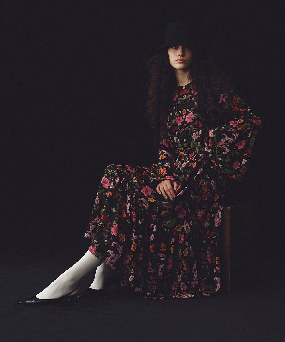 LOULOU WILLOUGHBY】シンメトリーフラワープリントワンピース