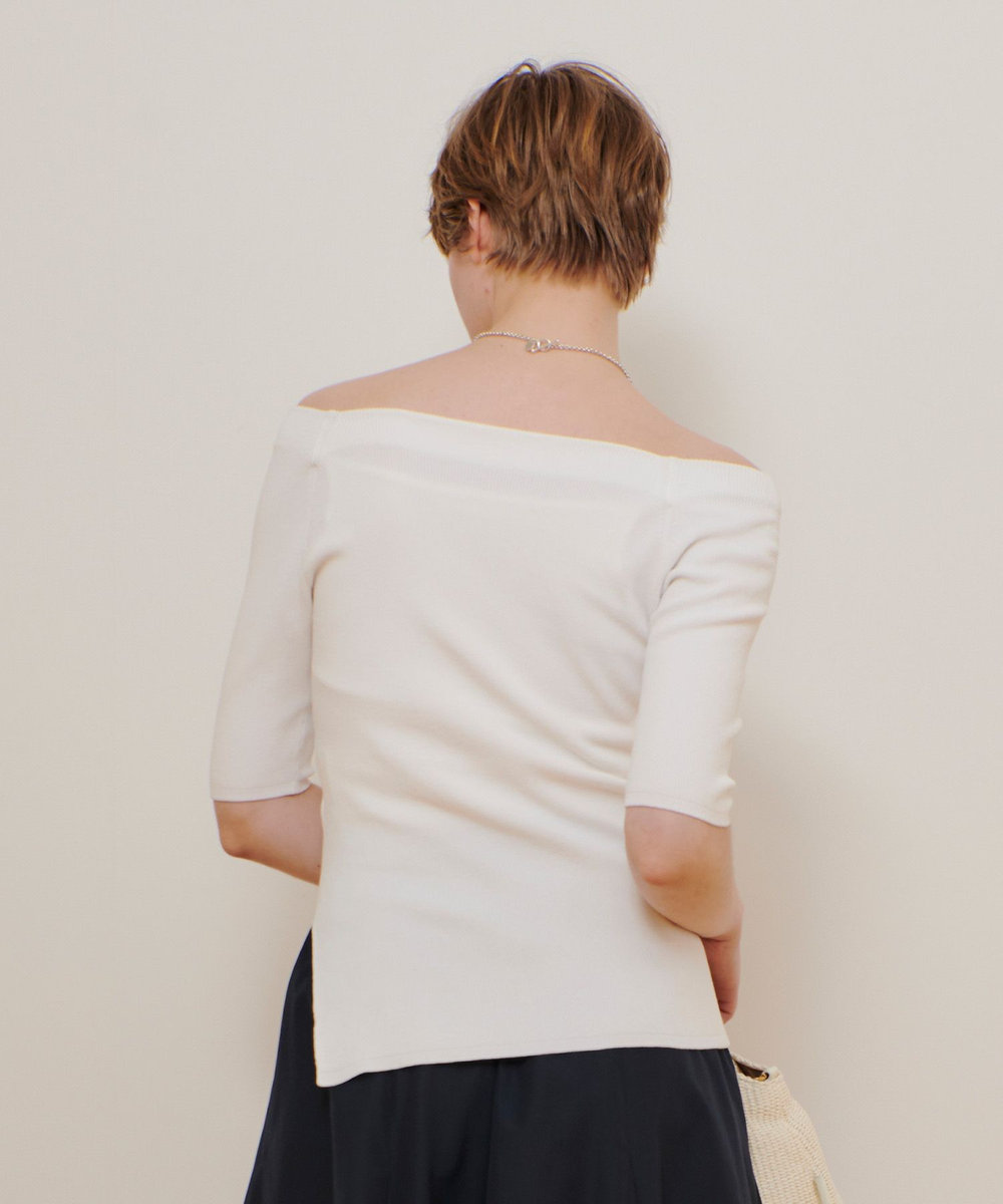 allureville 2WAY ネック5分袖プルオーバー オフホワイト (02)