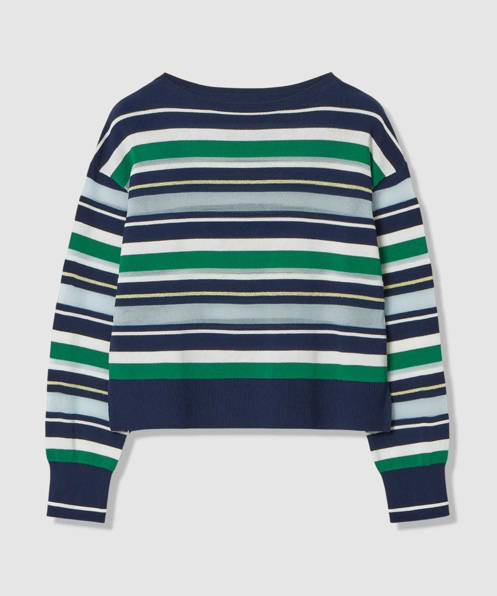 allureville 異素材ＭＩＸマルチボーダープルオーバー グリーン系 (74)