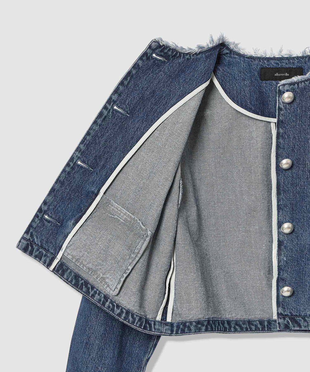 allureville デニムノーカラージャケット インディゴ (66)