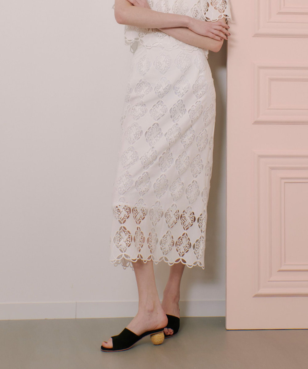 LOULOU WILLOUGHBY】タフタシシュウタイトスカート|allureville