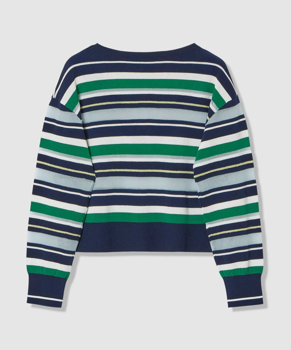 allureville 異素材ＭＩＸマルチボーダープルオーバー グリーン系 (74)